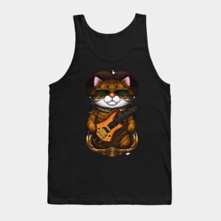 Cute Cat Meowstic Melodies: The Shredding Guitarist Kitty Tank Top